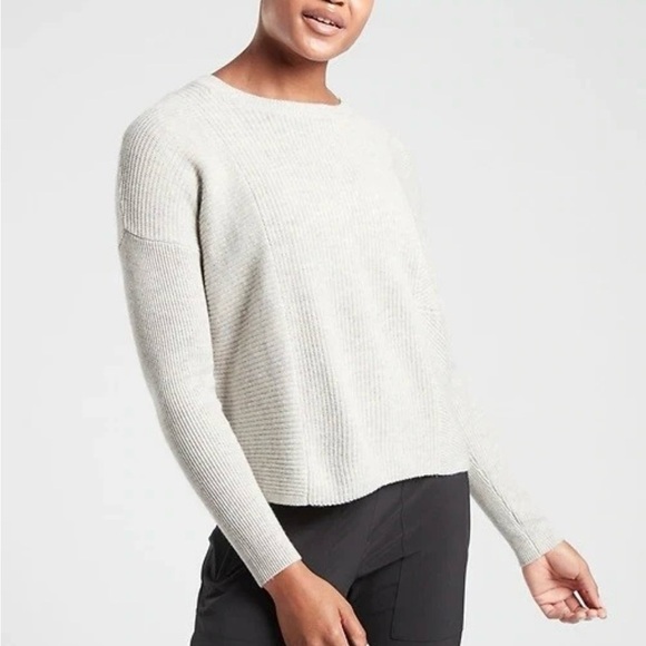 Athleta Cream Crew Neck Sweater Soft Knit - Picture 1 of 14